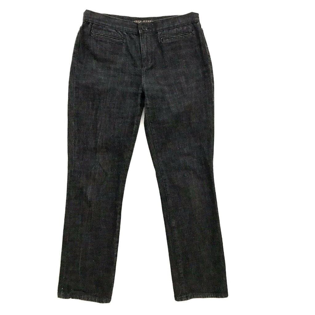 Ralph Lauren Denim Jeans 8p Petite Black Slim Leg High Rise Cotton Stretch